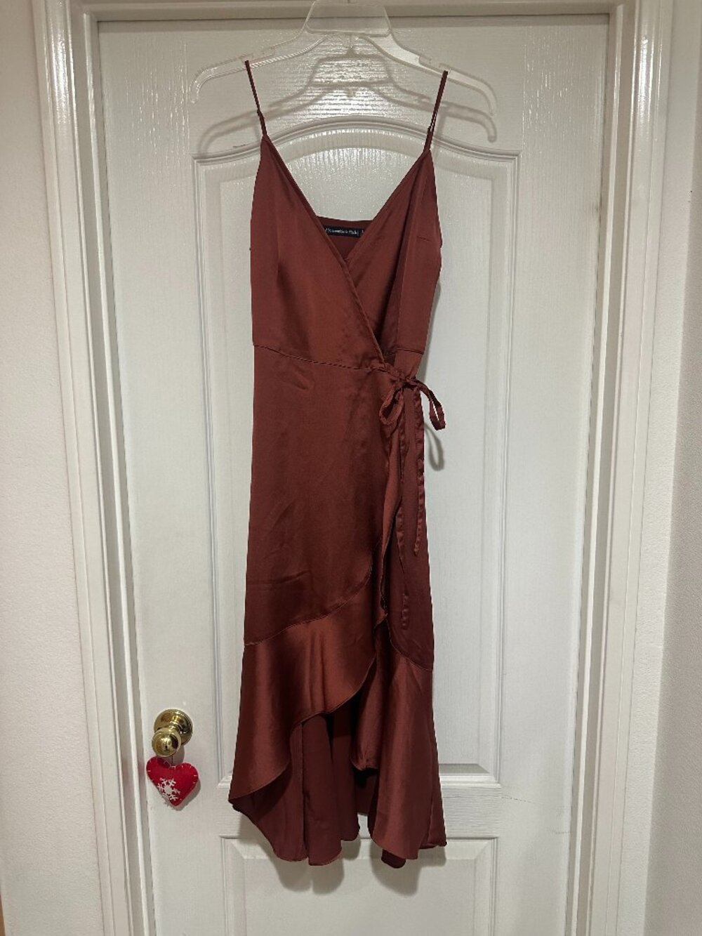 Abercrombie & Fitch Wrap Tie Dress NWT High Low Ruffle Terracotta SMALL